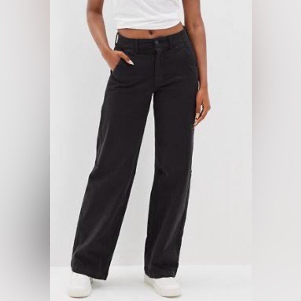 American Eagle Black Wide Leg Stretch Trousers
